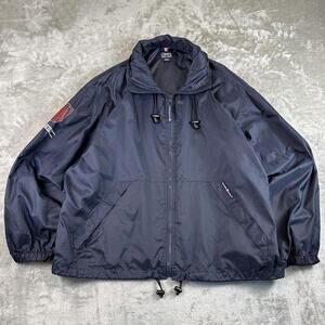 Chaps Ralph Lauren Golf Windbreaker Jacket Mens Large Navy Full Zip Stowable